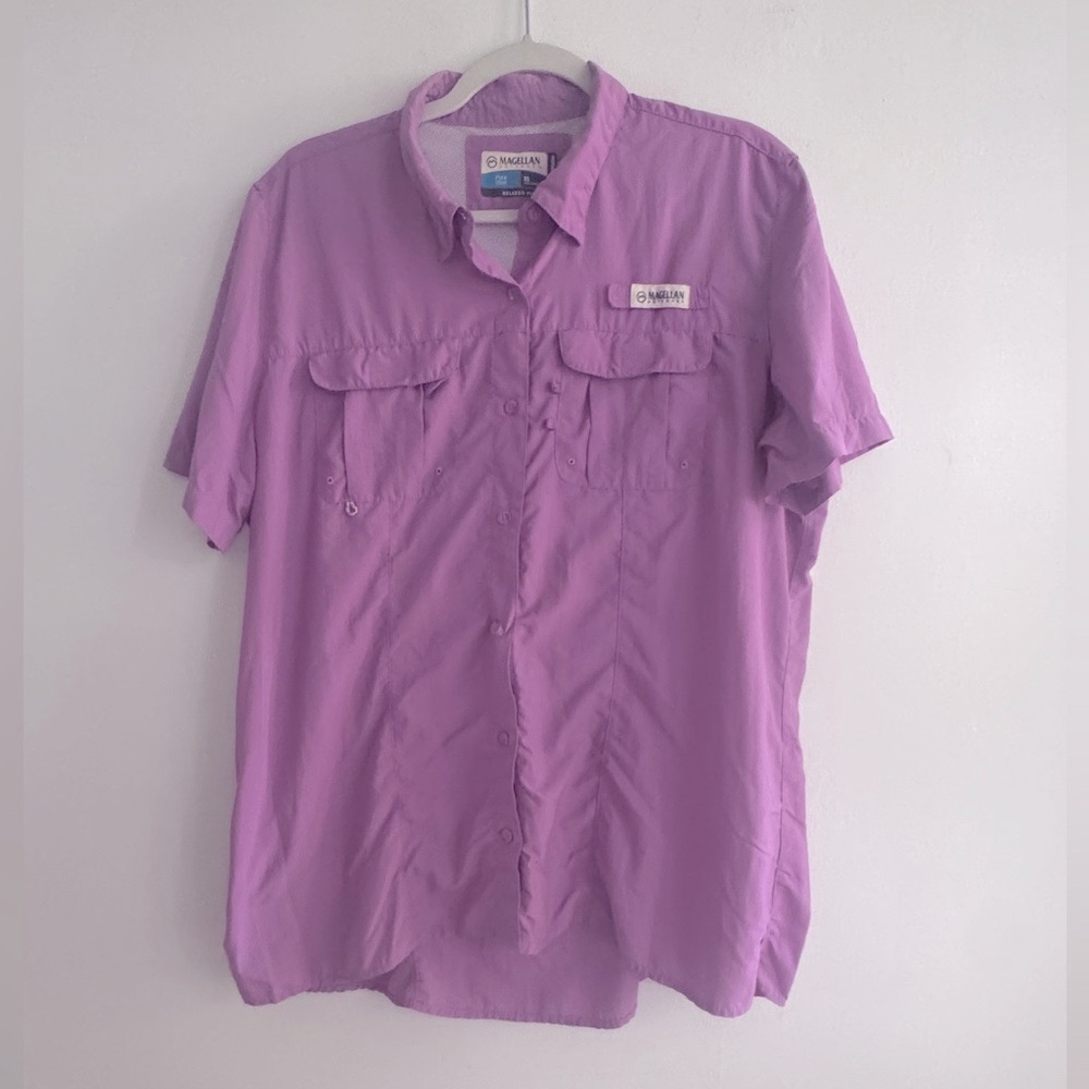 Magellan Outdoors Women's Lavender Laguna Madre Button Down Fishing Shirt